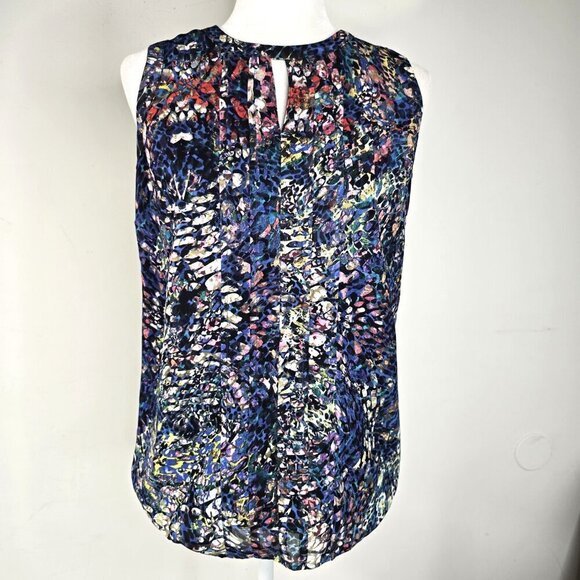 CABI Navy Blue Sleeveless Stained Glass Blouse - Picture 4 of 7